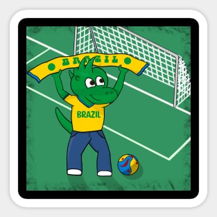 Dino Brazil Football Fan Sticker